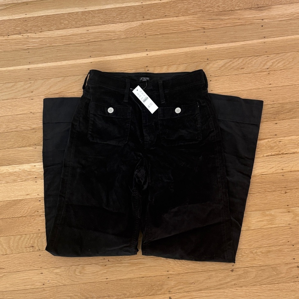 Wide leg crew velvet pants